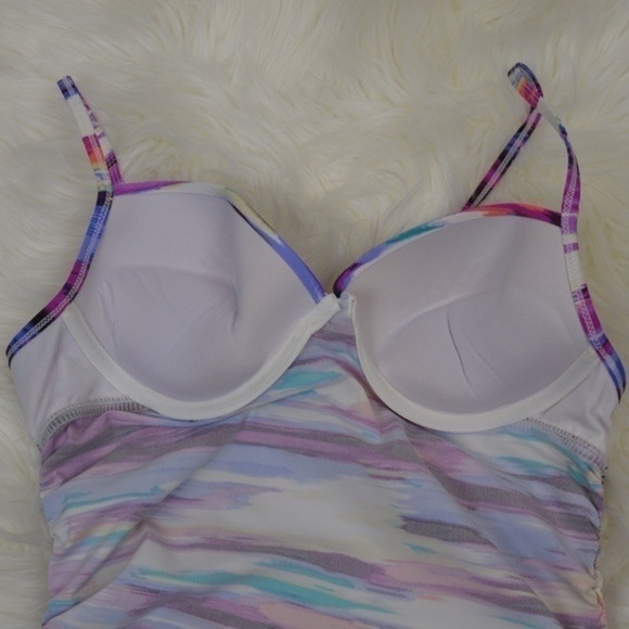Assets Push-Up Multicolor Striped Tankini Ruched Sides Size Small Bodycon - Picture 5 of 9